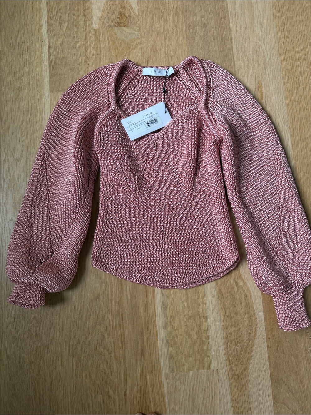 IRO Pink Metallic Knit Sweater size small $345